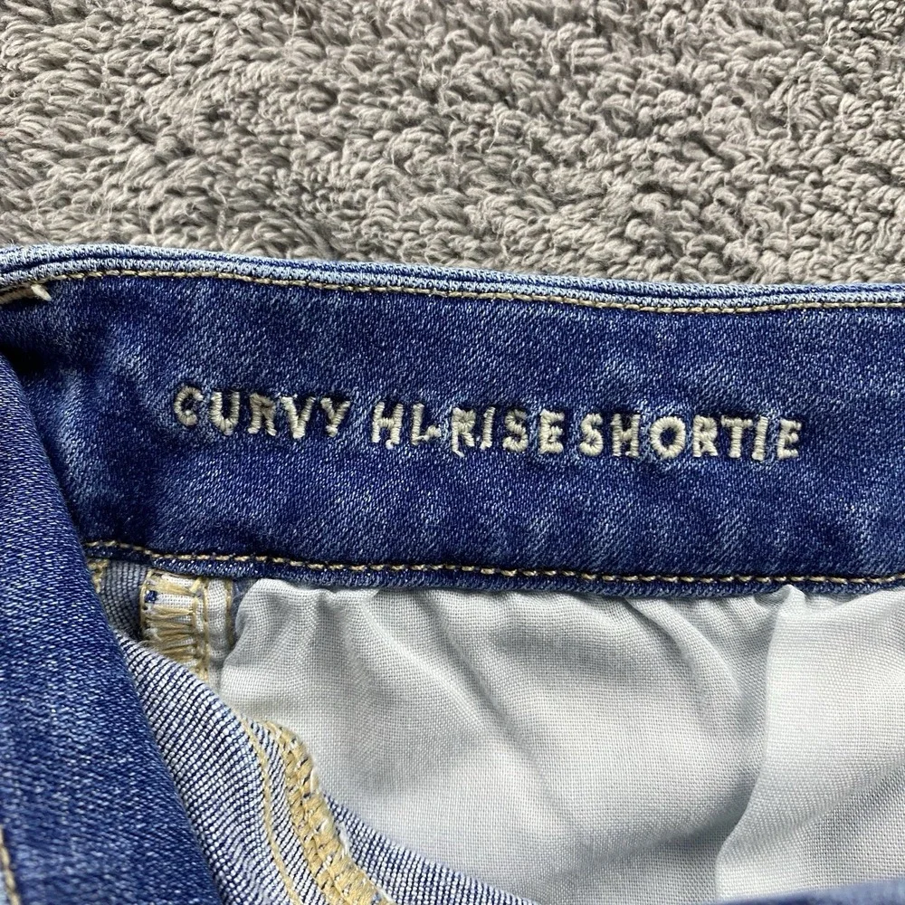 American Eagle Next Level Stretch‎ Curvy Hi-Rise Shortie Womens 6 Blue Cuffed - Picture 6 of 9